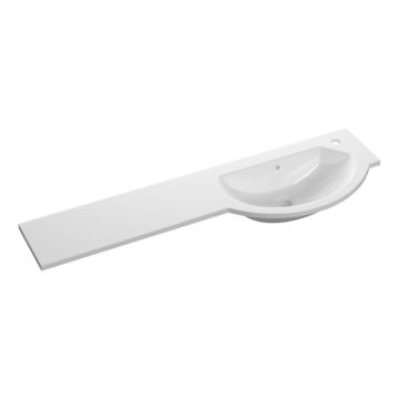 Serene 1244mm Slim Round One-Piece Basin & Overflow Ring Right Hand - White