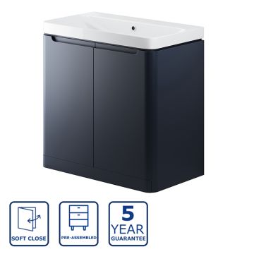 Serene Abbeydale 800mm 2 Door Floor Standing Vanity Unit And Basin - Matt Indigo