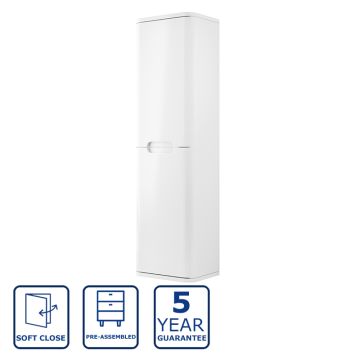 Serene Abbeydale 350mm 2 Door Wall Hung Tall Unit - White Gloss