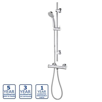 Serene Abriana Thermostatic Bar Shower Valve with Sliding Rail Kit - Chrome