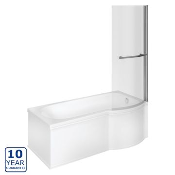 Serene Akeno P Shape Shower Bath With Bath Panel & Screen 1700mm x 850mm - Right Hand