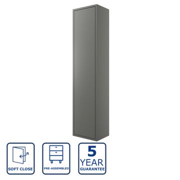 Serene Ashby 300mm 1 Door Wall Hung Tall Unit - Matt Grey