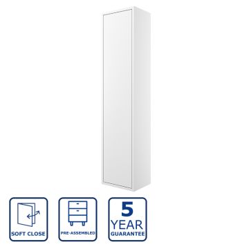 Serene Ashby 300mm 1 Door Wall Hung Tall Unit - Matt White