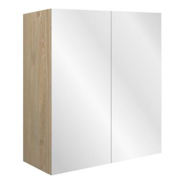 Serene Ashford 600mm x 640mm Mirrored Cabinet - Oak / Matt Arley Blue