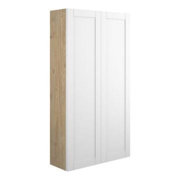 Serene Ashford 600mm Slim Depth 2 Door Storage Unit - Oak / Matt White