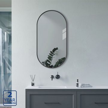Serene Asteri 400mm x 800mm Oblong Mirror - Matt Black