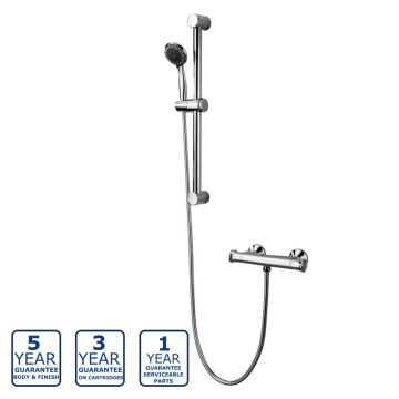 Serene Bernadette Low Pressure Thermostatic Bar Shower Valve with Sliding Rail Kit - Chrome