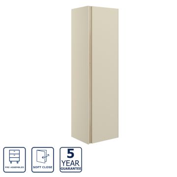 Serene Bibury 350mm Wall Hung 1 Door Tall Unit - Matt Cotton / Oak Effect