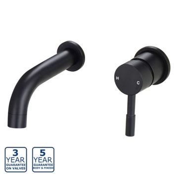 Serene Brienz 155mm Wall Mounted Basin Mixer - Matt Black