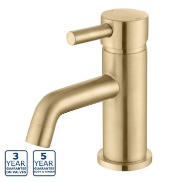 Serene Brienz Cloakroom Basin Mixer with Click Clack Waste - Brushed Brass