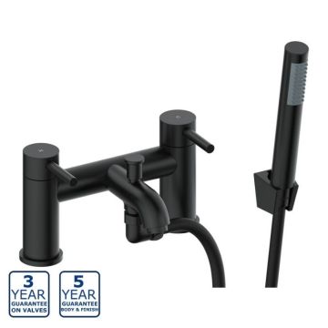 Serene Brienz Deck Mounted Bath Shower Mixer with Kit - Matt Black