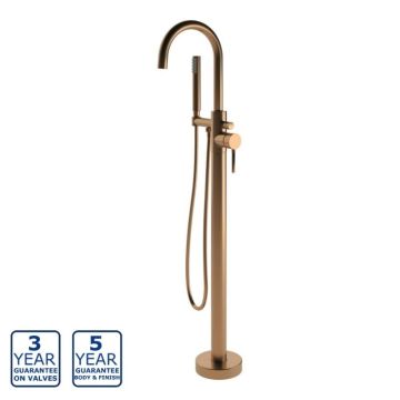 Serene Brienz Floor Standing Bath Shower Mixer with Kit - Brushed Bronze