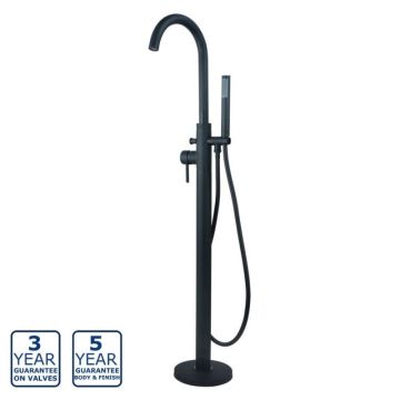 Serene Brienz Floor Standing Bath Shower Mixer with Kit - Matt Black