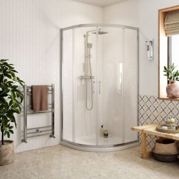 Serene Classic Double Door Quadrant Shower Enclosure & Shower Tray Pack 800mm x 800mm - Chrome