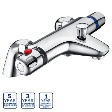Serene Deck Mounted Thermostatic Bar Shower Mixer Valve - Chrome