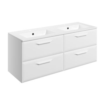 Serene Delphi 1210mm Wall Hung 4 Drawer Vanity Unit & 0TH Basin - Matt White