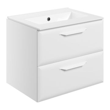 Serene Delphi 615mm Wall Hung 2 Drawer Vanity Unit & 0TH Basin - Matt White