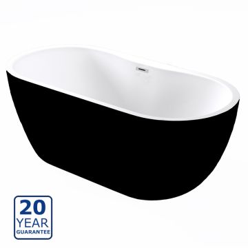 Serene Esme Freestanding Double Ended Bath 1655mm x 745mm - Black