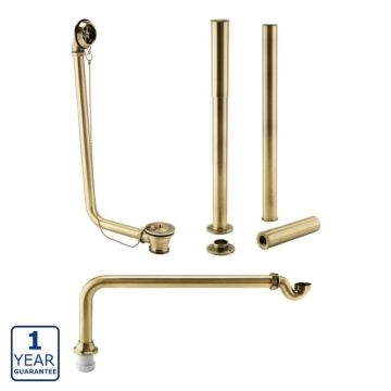 Serene Exposed Bath Plug & Chain Waste with Pipe Shrouds - Brushed Brass