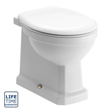 Serene Florence Back to Wall Toilet & Soft Close Seat - White / Brushed Brass