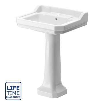 Serene Florence 600mm 2 Tap Hole Basin & Full Pedestal