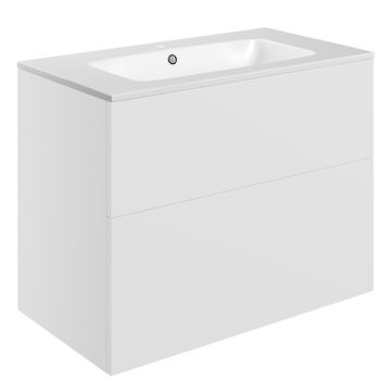 Serene Hatherleigh 815mm Wall Hung 2 Drawer Vanity Unit & Basin - Matt White