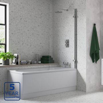 Serene Hinged Straight Bath Screen 850mm x 1500mm