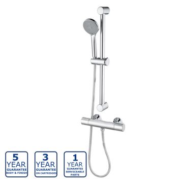 Serene Jolie Cool Touch Thermostatic Bar Shower Valve with Sliding Rail Kit - Chrome