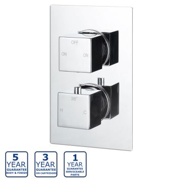 Serene Jules Thermostatic Two Outlet Twin Shower Valve - Chrome