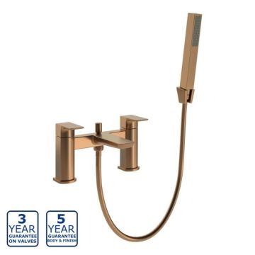 Serene Kenneth Deck Mounted Bath Shower Mixer with Kit - Brushed Bronze