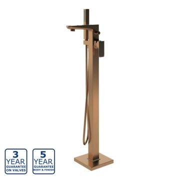 Serene Kenneth Floor Standing Bath Shower Mixer with Kit - Brushed Bronze
