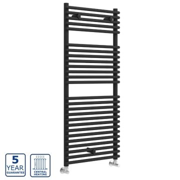 Serene Lula Round Towel Radiator 1190mm x 500mm - Black