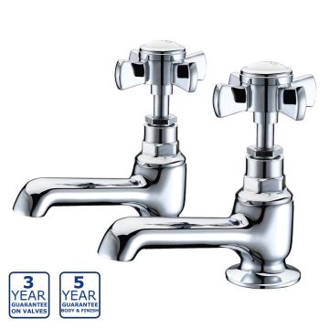 Serene Lule Pair of Basin Taps - Chrome