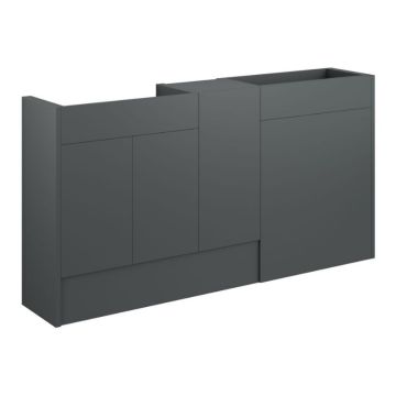 Serene Chester 1536mm Basin & Toilet & 1 Door Unit Pack - Oak / Matt Graphite Grey