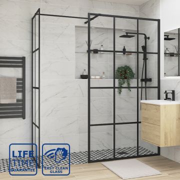 Serene Optimum Black Framed Wetroom Side Panel 800mm