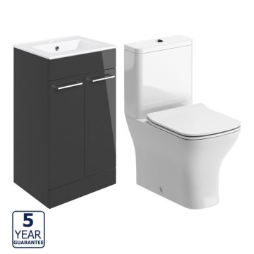 Serene Oxford 510mm Anthracite Gloss Furniture Pack With Chrome Finishes