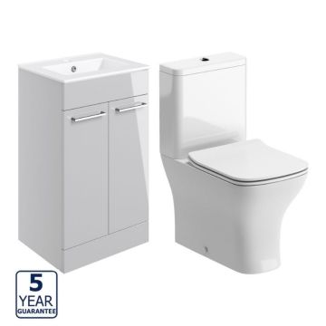 Serene Oxford 510mm Grey Gloss Furniture Pack With Chrome Finishes