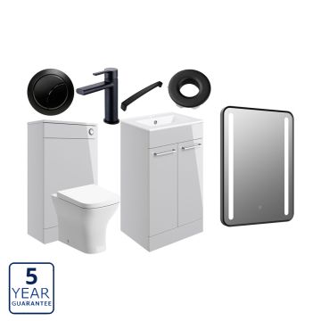 Serene Oxford 510mm Grey Gloss Furniture Pack with Black Finishes