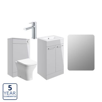 Serene Oxford 510mm Grey Gloss Furniture Pack with Chrome Finishes