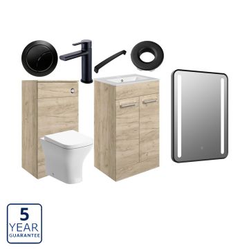 Serene Oxford 510mm Oak Furniture Pack with Black Finishes