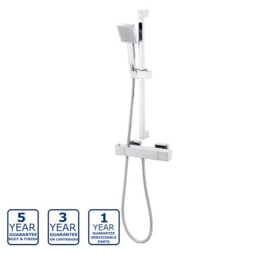 Serene Patrice Cool Touch Thermostatic Bar Shower Valve with Sliding Rail Kit - Chrome