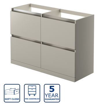 Serene Pershore 1200mm Floor Standing 2 Drawer Double Unit & Worktop - Latte