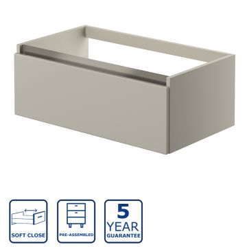 Serene Pershore 800mm Wall Hung 1 Drawer Unit & Worktop - Latte