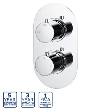 Serene Redonda Thermostatic Single Outlet Twin Shower Valve - Chrome