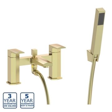 Serene Rhoda Deck Mounted Bath Shower Mixer with Kit - Brushed Brass