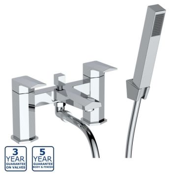 Serene Rhoda Deck Mounted Bath Shower Mixer with Kit - Chrome