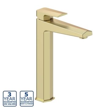 Serene Rhoda Tall Basin Mixer - Brushed Brass