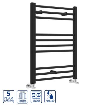 Serene Sahara 30mm Straight Ladder Towel Warmer 800mm x 600mm - Matt Black