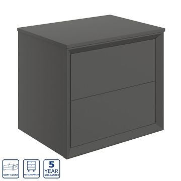 Serene Skye 600mm Wall Hung 2 Drawer Unit & Worktop - Matt Clay