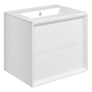 Serene Skye 610mm Wall Hung 2 Drawer Vanity Unit & 0TH Basin - Matt White